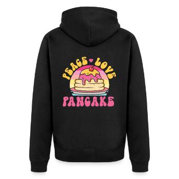 Pancake Lover Kids Girl Peace Love - Unisex Premium Bio Zip Hoodie - Schwarz - Hinten - Nico (187cm)