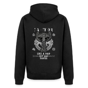 Vathor - Father's Day Father's Day Gift Viking - Unisex Premium Organic Zip Hoodie - black - Back - Nico (187cm)