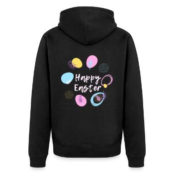Happy Easter Easter Bunny Happy Easter Easter Motif - Unisex Premium Organic Zip Hoodie - black - Back - Nico (187cm)