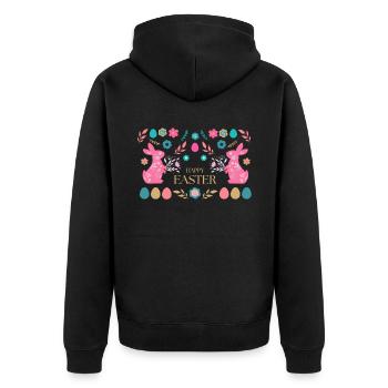 Happy Easter Easter Bunny Happy Easter Easter Motif - Unisex Premium Organic Zip Hoodie - black - Back - Nico (187cm)