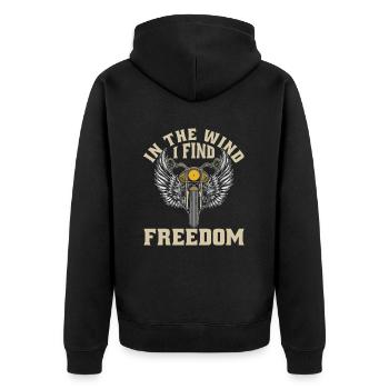 Motorrad Biker Motorbike - Unisex Premium Bio Zip Hoodie - Schwarz - Hinten - Nico (187cm)
