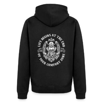 Motorrad Biker Motorbike - Unisex Premium Bio Zip Hoodie - Schwarz - Hinten - Nico (187cm)