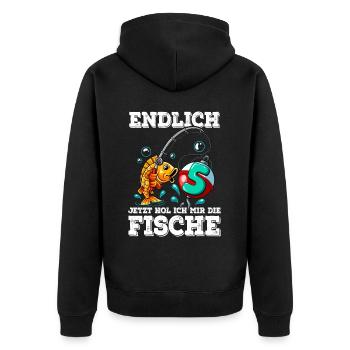 5 Geburtstag Angler Angeln - Unisex Premium Bio Zip Hoodie - Schwarz - Hinten - Nico (187cm)