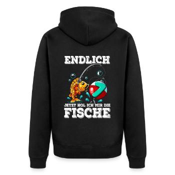 7e anniversaire pêcheur à la ligne - Veste à capuche bio Premium Unisexe - noir - Dos - Nico (187cm)