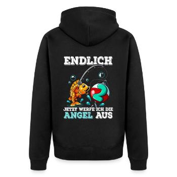 2 Birthday Angler Fishing - Unisex Premium Organic Zip Hoodie - black - Back - Nico (187cm)