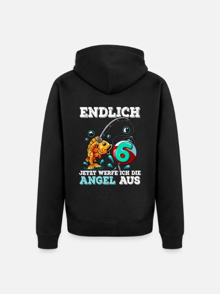 6 Birthday Angler Fishing - Unisex Premium Organic Zip Hoodie - black