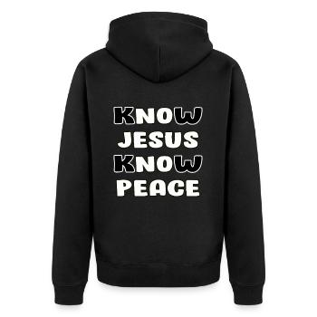 Jésus disant Dieu chrétien Citation de Jésus - Veste à capuche bio Premium Unisexe - noir - Dos - Nico (187cm)