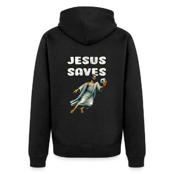 Jésus Soccer Cadeau Drôle Football Dieu Jésus Citation - Veste à capuche bio Premium Unisexe - noir - Dos - Nico (187cm)