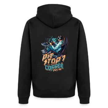Sim Racing Coffee Simulator Esports Sim Race - Unisex Premium Organic Zip Hoodie - black - Back - Nico (187cm)
