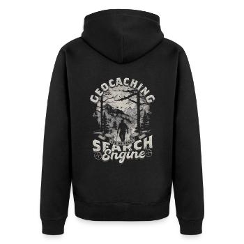 Geocache Geocaching The Original Seach Engine - Unisex Premium Organic Zip Hoodie - black - Back - Nico (187cm)