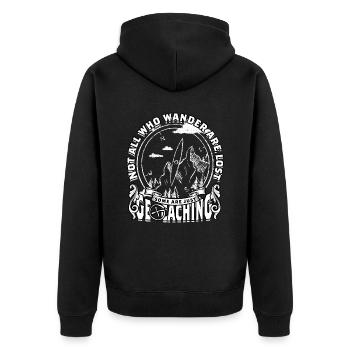 Géocache Tous ceux qui errent ne sont pas perdus - Veste à capuche bio Premium Unisexe - noir - Dos - Nico (187cm)