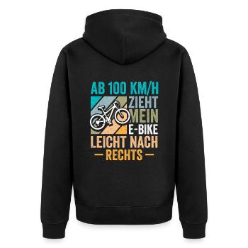 E-Bike Fahrrad - Unisex Premium Bio Zip Hoodie - Schwarz - Hinten - Nico (187cm)