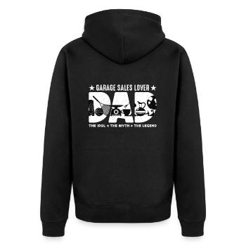Garage Sales Lover Dad The Idol The Bargain Hunter - Unisex Premium Organic Zip Hoodie - black - Back - Nico (187cm)