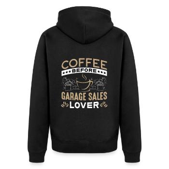Amateur de ventes de garage Café Marché aux puces Amateur de café - Veste à capuche bio Premium Unisexe - noir - Dos - Nico (187cm)
