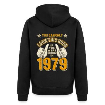 Birthday 1979 Born in 1979 born in 1979 - Unisex Premium Organic Zip Hoodie - black - Back - Nico (187cm)