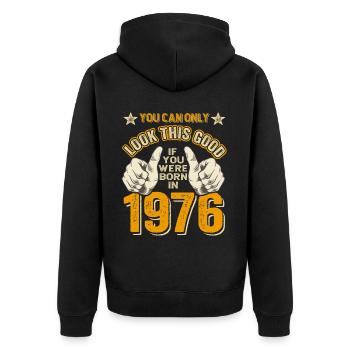 Anniversaire 1976 Né en 1976 né en 1976 - Veste à capuche bio Premium Unisexe - noir - Dos - Nico (187cm)