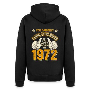 Anniversaire 1972 Né en 1972 né en 1972 - Veste à capuche bio Premium Unisexe - noir - Dos - Nico (187cm)