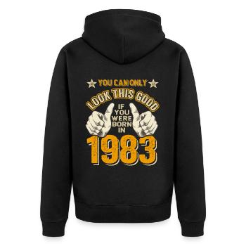 Anniversaire 1983 Né en 1983 né en 1983 - Veste à capuche bio Premium Unisexe - noir - Dos - Nico (187cm)