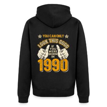 Anniversaire 1990 Né en 1990 Né en 1990 - Veste à capuche bio Premium Unisexe - noir - Dos - Nico (187cm)