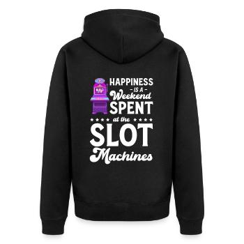 Glück Ist Ein Wochenende, Das Am - Unisex Premium Bio Zip Hoodie - Schwarz - Hinten - Nico (187cm)