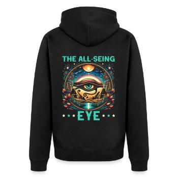 Oeil d’Horus Mythologie égyptienne Symbole ancien - Veste à capuche bio Premium Unisexe - noir - Dos - Nico (187cm)