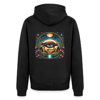 Oeil d’Horus Mythologie égyptienne Symbole ancien - Veste à capuche bio Premium Unisexe - noir - Dos - Nico (187cm)