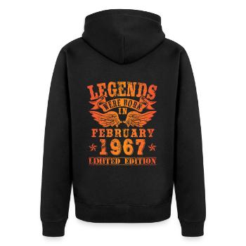 Legends were born in Februar 1967 Geburtstag - Unisex Premium Bio Zip Hoodie - Schwarz - Hinten - Nico (187cm)
