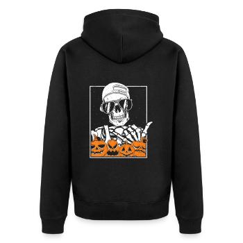 Skeleton Rock Hand Halloween - Unisex Premium Organic Zip Hoodie - black - Back - Nico (187cm)