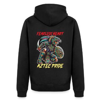 Aztec Jaguar Warrior Aztec Culture Indigenous - Unisex Premium Organic Zip Hoodie - black - Back - Nico (187cm)