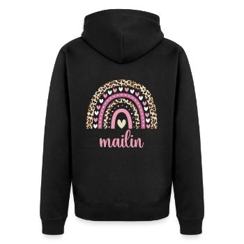 Mailin Regenbogen Name Geburtstag Mailin - Unisex Premium Bio Zip Hoodie - Schwarz - Hinten - Nico (187cm)