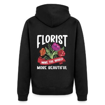 Designer floral Fleuriste Fleuriste Fleuriste - Veste à capuche bio Premium Unisexe - noir - Dos - Nico (187cm)
