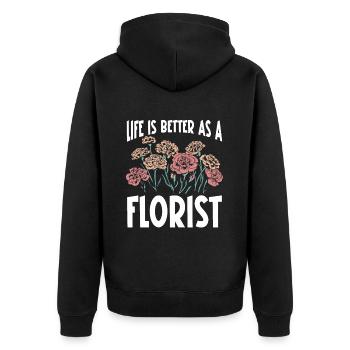 Designer floral Fleuriste Fleuriste Fleuriste - Veste à capuche bio Premium Unisexe - noir - Dos - Nico (187cm)