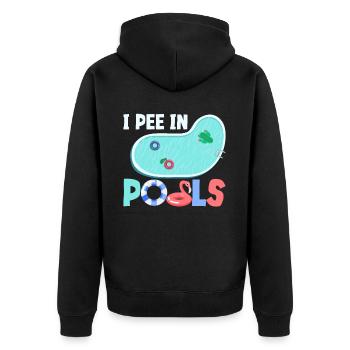 Ich Pinkle In Pools Lustige Witze Sarkastische - Unisex Premium Bio Zip Hoodie - Schwarz - Hinten - Nico (187cm)