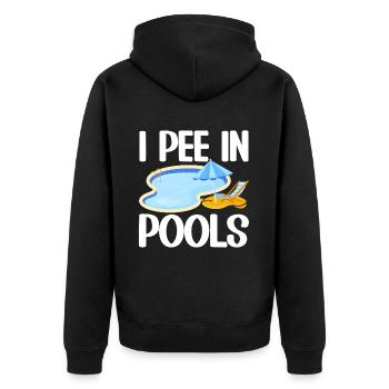 Ich Pinkle In Pools Lustige Witze Sarkastische - Unisex Premium Bio Zip Hoodie - Schwarz - Hinten - Nico (187cm)