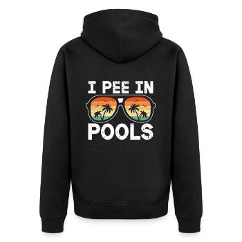 Ich Pinkle In Pools Lustige Witze Sarkastische - Unisex Premium Bio Zip Hoodie - Schwarz - Hinten - Nico (187cm)