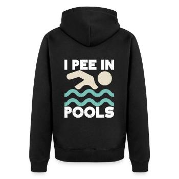 Ich Pinkle In Pools Lustige Witze Sarkastische - Unisex Premium Bio Zip Hoodie - Schwarz - Hinten - Nico (187cm)