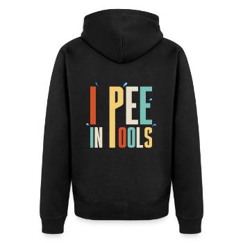 Ich Pinkle In Pools Lustige Witze Sarkastische - Unisex Premium Bio Zip Hoodie - Schwarz - Hinten - Nico (187cm)