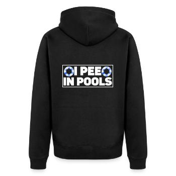 Ich Pinkle In Pools Lustige Witze Sarkastische - Unisex Premium Bio Zip Hoodie - Schwarz - Hinten - Nico (187cm)