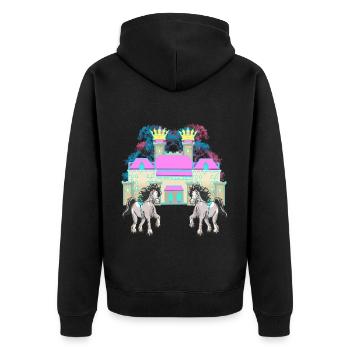 Castle Fairy Tale Knight Horse King Middle Ages - Unisex Premium Organic Zip Hoodie - black - Back - Nico (187cm)