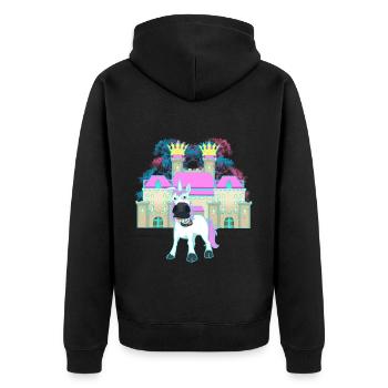 Castle King Fable Unicorn Fairy Tale Character Child Castle - Unisex Premium Organic Zip Hoodie - black - Back - Nico (187cm)