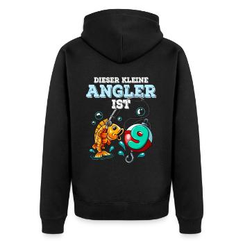 9 Birthday Angler Fishing - Unisex Premium Organic Zip Hoodie - black - Back - Nico (187cm)