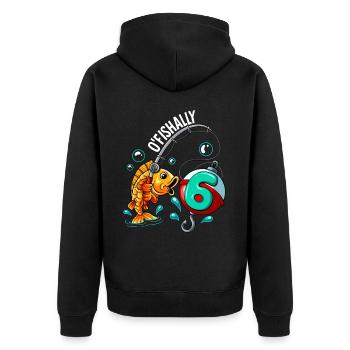6 Anniversaire Pêcheur à la ligne - Veste à capuche bio Premium Unisexe - noir - Dos - Nico (187cm)