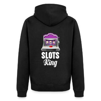 Slots King Spielautomat Spieler Spieler Würfel - Unisex Premium Bio Zip Hoodie - Schwarz - Hinten - Nico (187cm)