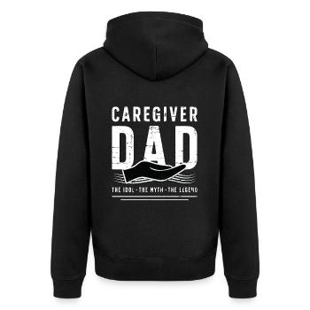Caregiver Dad The Idol The Myth Family Caretaker - Unisex Premium Bio Zip Hoodie - Schwarz - Hinten - Nico (187cm)