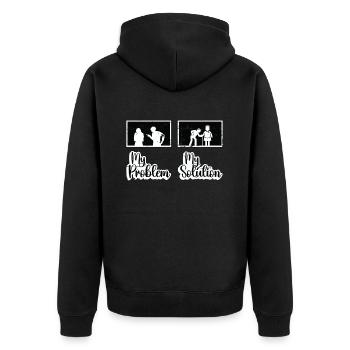 Soignant Mon problème Ma solution Pictogramme Maman Papa - Veste à capuche bio Premium Unisexe - noir - Dos - Nico (187cm)