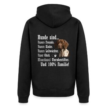 Dogs are 100% Family German Shorthaired Pointer - Unisex Premium Organic Zip Hoodie - black - Back - Nico (187cm)