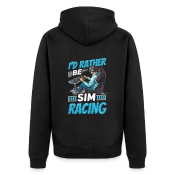 Simulator Cockpit Esports Sim Racing - Unisex Premium Bio Zip Hoodie - Schwarz - Hinten - Nico (187cm)