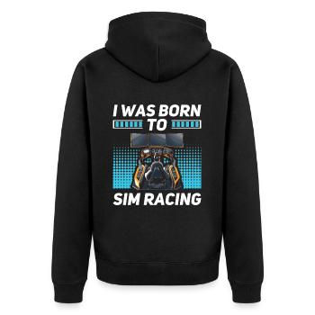 Simulator Cockpit Esports Sim Racing - Unisex Premium Organic Zip Hoodie - black - Back - Nico (187cm)
