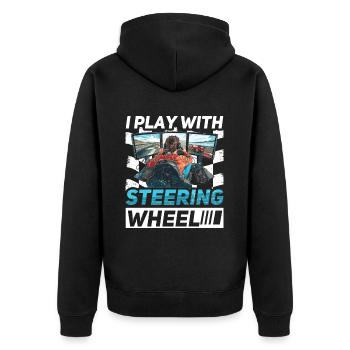 Simulator Cockpit Esports Sim Racing - Unisex Premium Organic Zip Hoodie - black - Back - Nico (187cm)