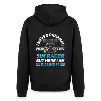 Simulator Cockpit Esports Sim Racing - Unisex Premium Organic Zip Hoodie - black - Back - Nico (187cm)